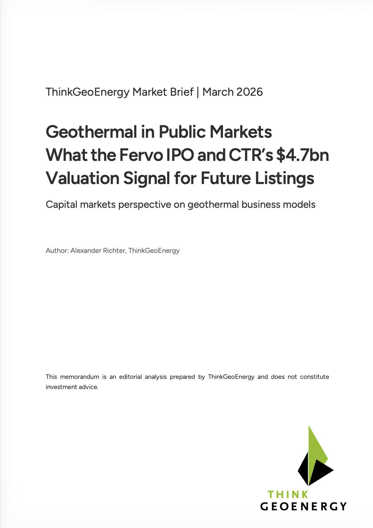 Market Brief – Geothermal in Public Markets (March 2026)
